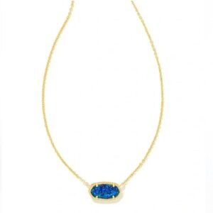 NEW Kendra Scott Elisa Gold Plated Necklace in Cobalt Blue Kyocera Opal